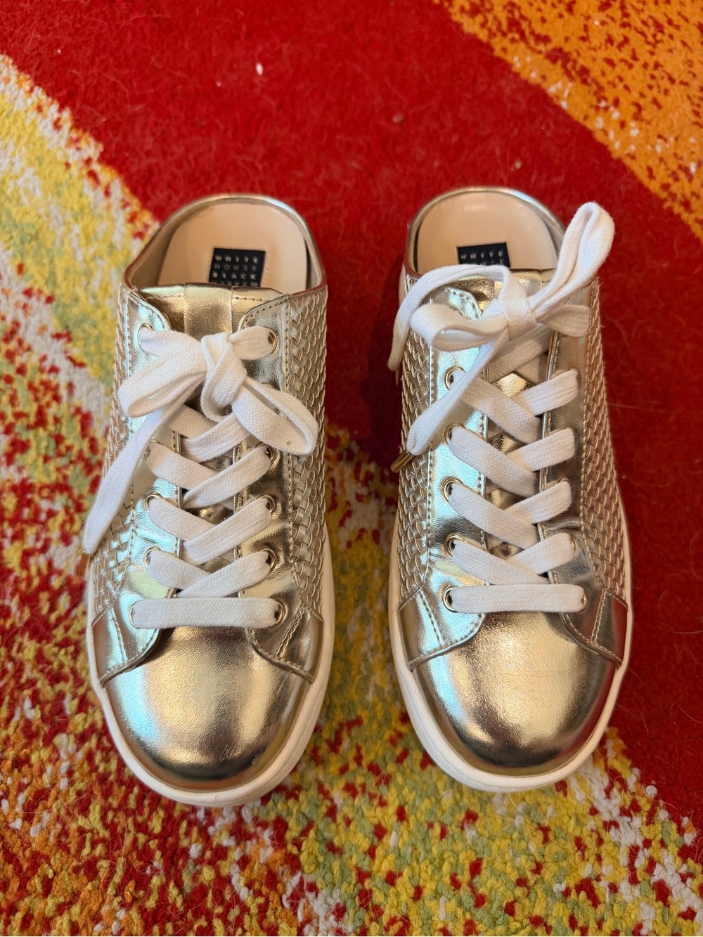 White House Black Market Metallic Silver Slip-On Sneakers